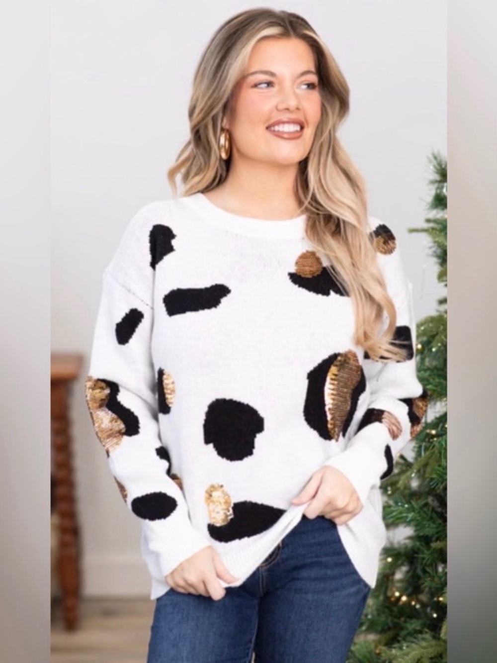 NWT BiBi Leopard Sequin Sweater